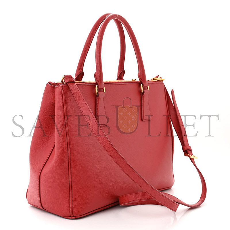 PRADA SAFFIANO GALLERIA DOUBLE ZIP TOTE FUOCO 1BA863 (28*19.5*12cm) 